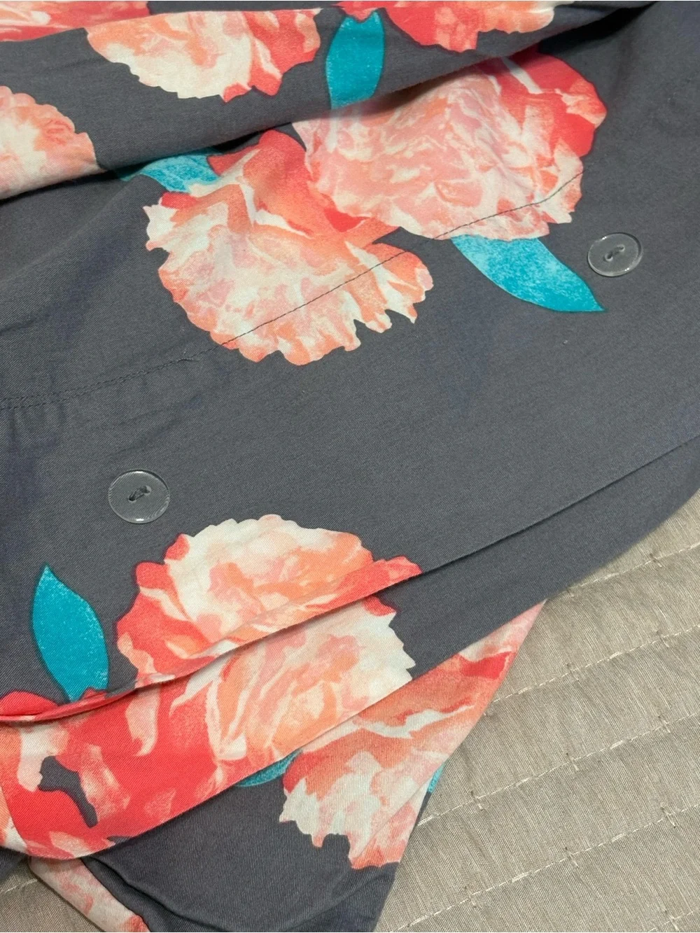 PINK VICTORIA SECRETS Gray Floral Twin Duvet Cover